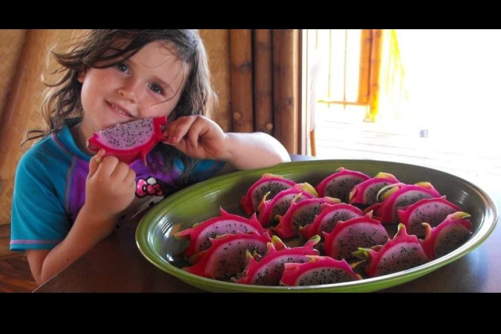 plate of cut dragonfruit